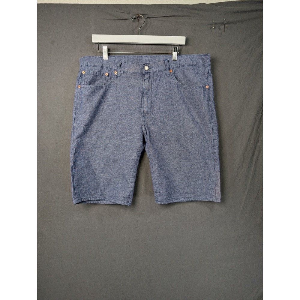 Levis 504 Regular Straight Fit Shorts Blue Chambray Mens 40